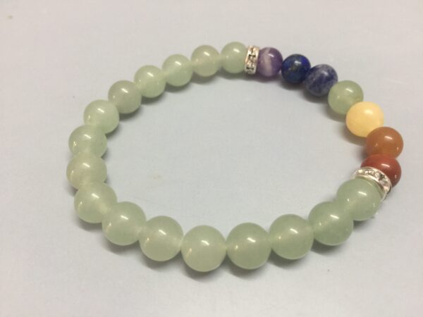 Green Aventurine Chakra Stone Elastic Beads Bracelet - Image 3