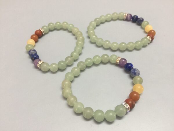 Green Aventurine Chakra Stone Elastic Beads Bracelet - Image 5