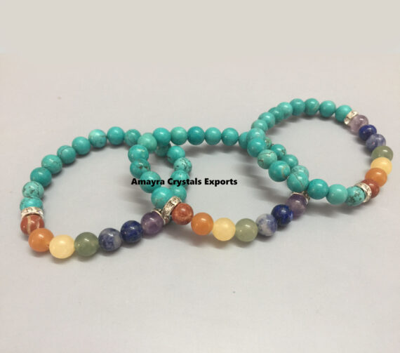 Turquoise Chakra Elastic Beads Bracelet
