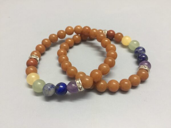 Red Aventurine Chakra Elastic Beads Bracelet - Image 3