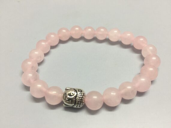 Rose Quartz Buddha Elastic Beads Bracelet