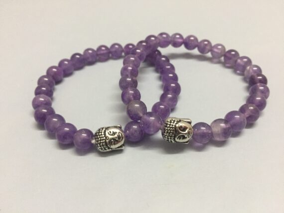Amethyst Buddha Elastic Beads Bracelet