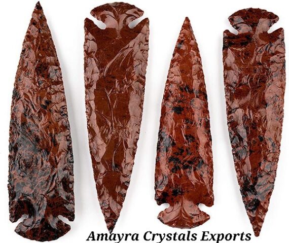 Mahagony Obsidian Big Size Carved Arrowheads