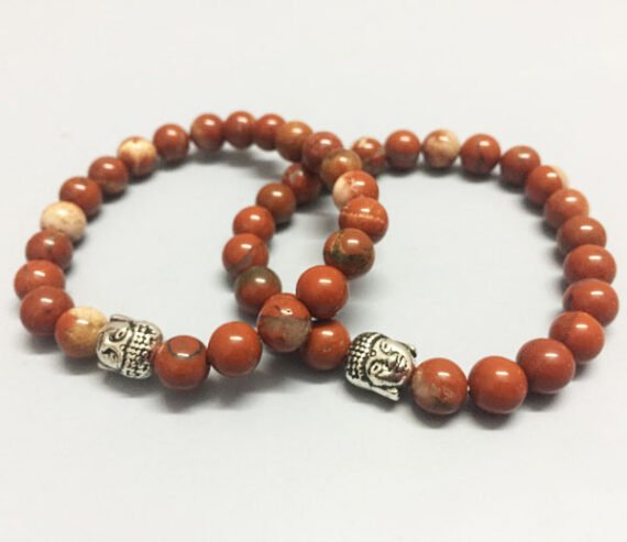 Red Jasper Buddha Elastic Beads Bracelet