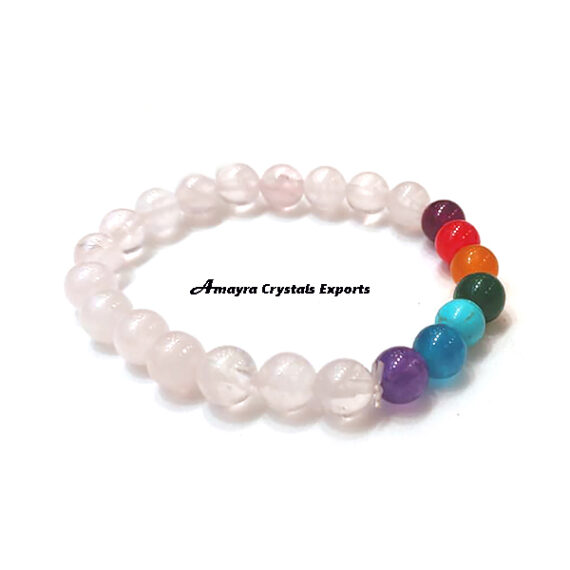 Rose Quartz chakra Stone Elastic Beads Bracelet