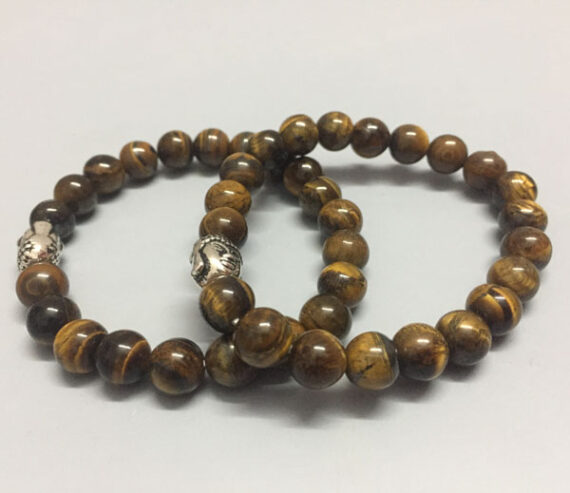 Tiger Eye Buddha Elastic Beads Bracelet