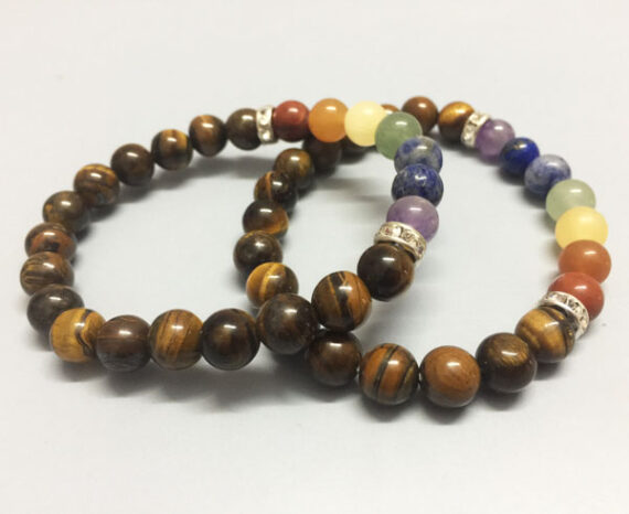 Tiger Eye Chakra Elastic Beads Bracelet