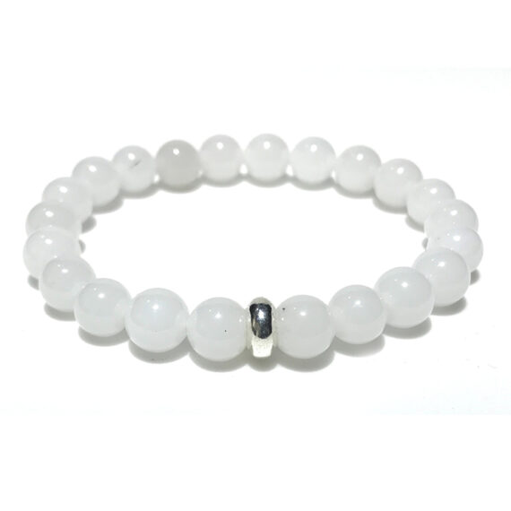 White Agate Elastic Beads Bracelet