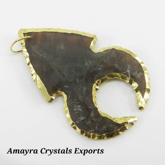 Fancy Jasper Electroplated Artifact Pendant