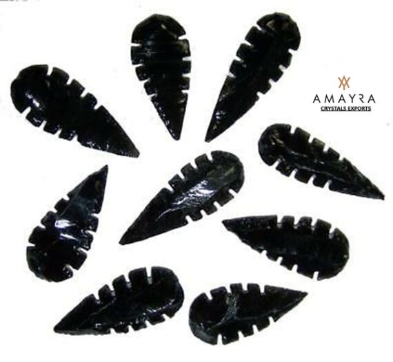 Black Obsidian Leaf Shaped Arrowheads