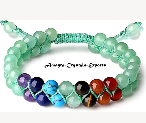 Turquoise Chakra Double Layered Beads Adjustable Bracelet