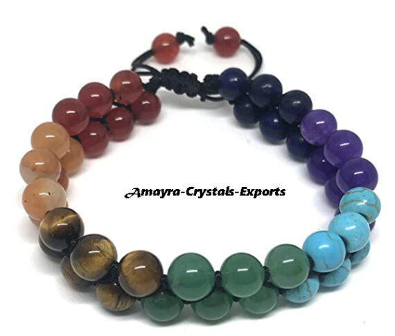 Chakra Double Layered Beads Adjustable Bracelet