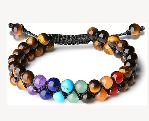 Tiger Eye Chakra Double Layered Beads Adjustable Bracelet