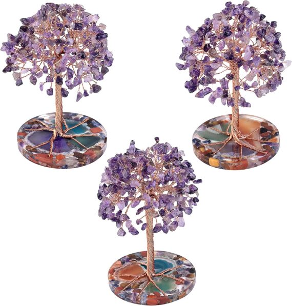 Amethyst 300 Beads Tree With Chakra Orgone Coaster Base