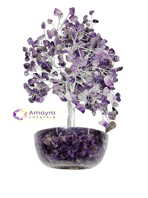 Amethyst 300 Beads Tree With Amethyst Orgone Dome Bowl Base