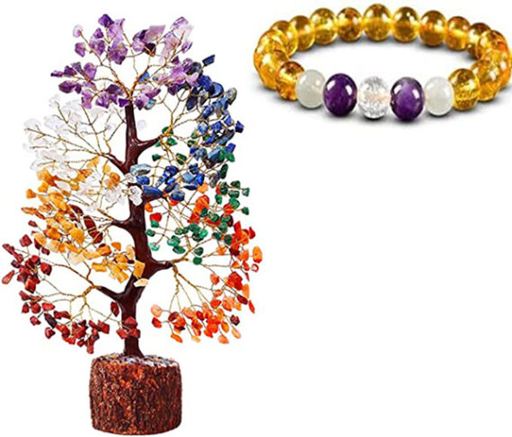 7 Chakra Stone 500 Beads Tree With Citrine Elastic Beads Bracelet