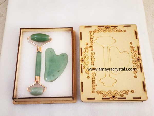 Green Aventurine Face Massager Roller And GuaSha Set