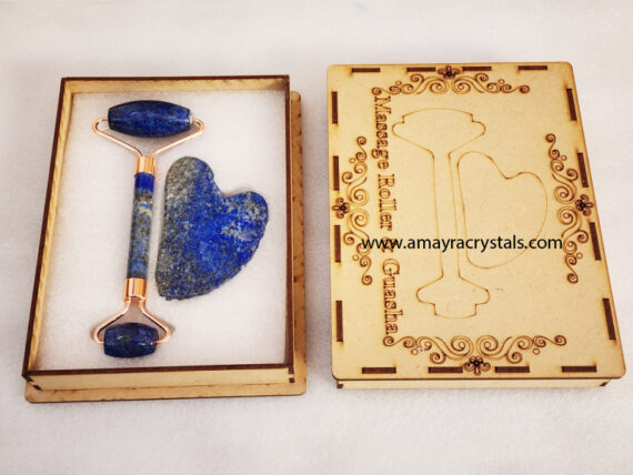Lapis Lazuli Face Massager Roller And GuaSha Set
