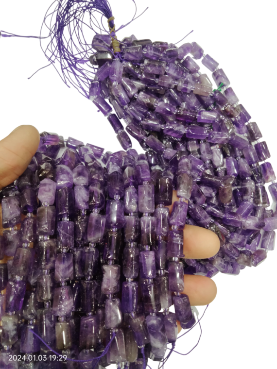 Amethyst Pipe Shape Natural Beads Strands