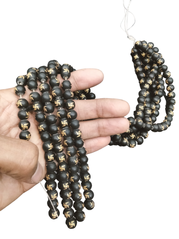Black Matte 8 mm Natural Sathiya Beads Strands - Image 2