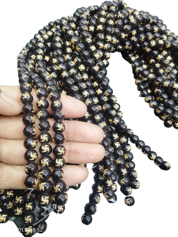 Black Matte 8 mm Natural Sathiya Beads Strands - Image 3