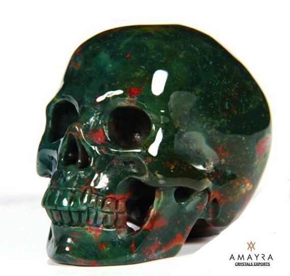 Natural Gemstone Blood Stone Skull