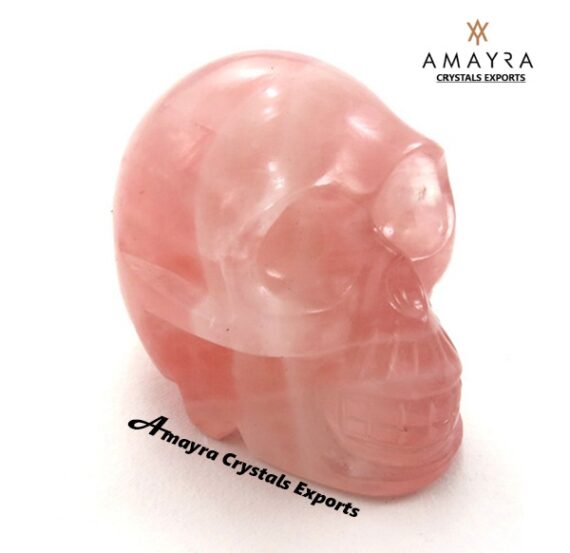Natural Gemstone Rose Quartz Skull