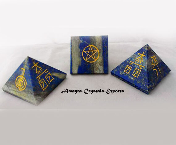 Lapis Lazuli Engraved Reiki Pyramid