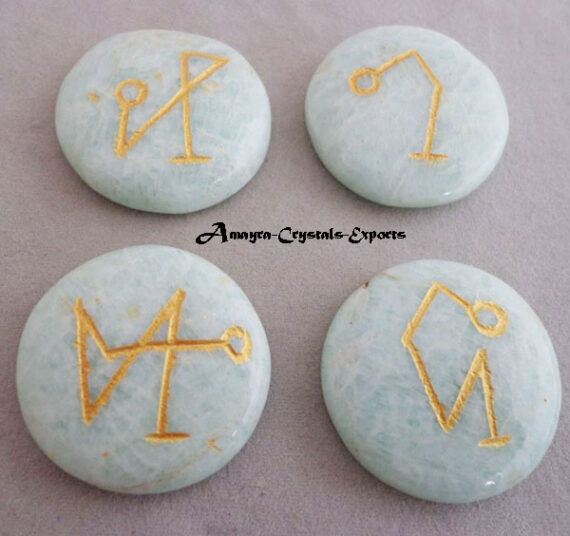 Gemstone Scolecite Engraved 4 Piece Disc Arch Angel Set