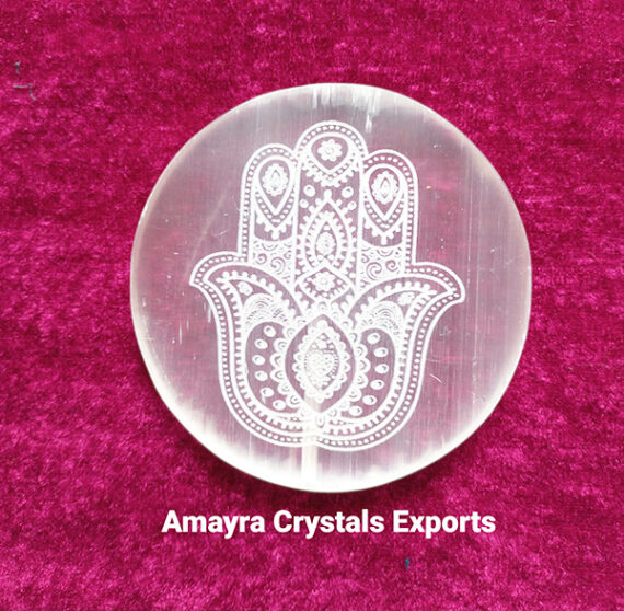 Gemstone Selenite Fatema Hand Engraved Charge Plate