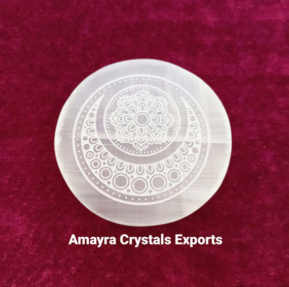 Gemstone Selenite Engraved Charge Plate New Design