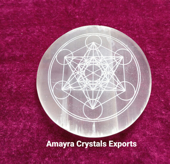 Gemstone Selenite Engraved Metatron Charge Plate