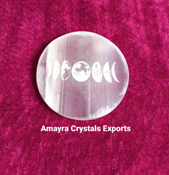 Gemstone Selenite Lunar Engraved Charge Plate