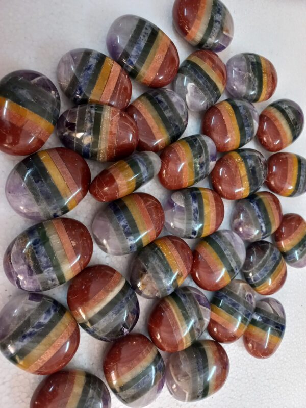 Gemstone Chakra Stone Bonded Palm Stone - Image 2