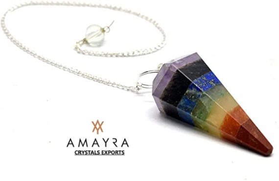 Gemstone Natural Seven Chakra Bonded Facetted Pendulum