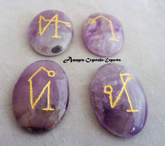 Gemstone Amethyst Engraved 4 Piece Arch Angel Set