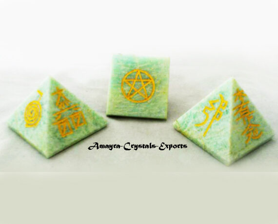 Amazonite Engraved Reiki Pyramid