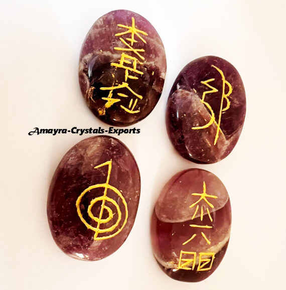 Gemstone Amethyst 4 Piece Oval Reiki Set