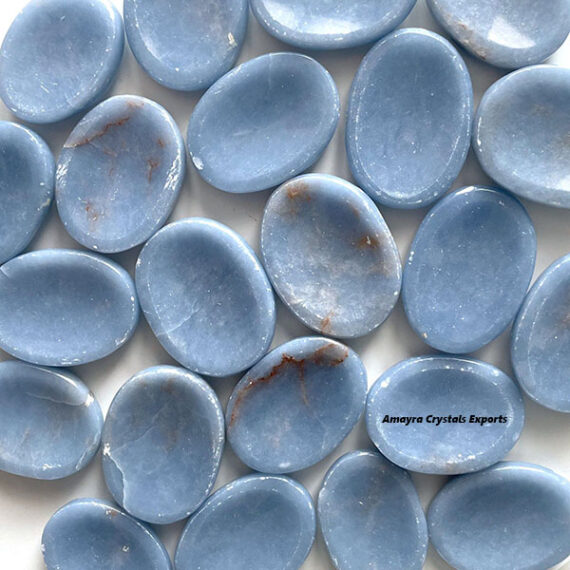 Natural Gemstone Angelite Thumb Worry Stone