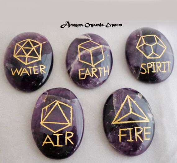 Gemstone Amethyst Engraved Element Set