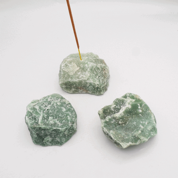 Green Aventurine Raw Stone Incense Holder