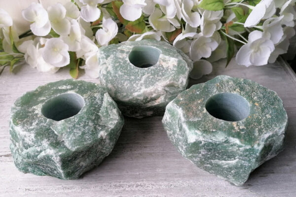 Natural Gemstone Green Aventurine Candle Holder - Image 3