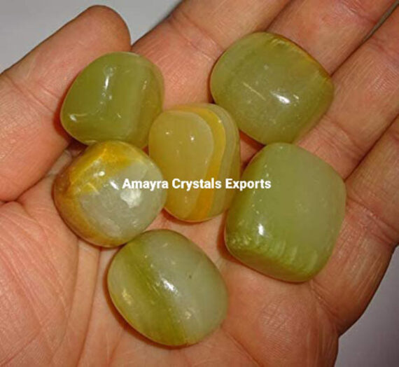 Natural Gemstone Green Calcite Tumble Stone