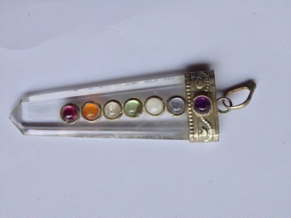 Gemstone Natural Crystal Quartz Chakra Flat Stick Pendant