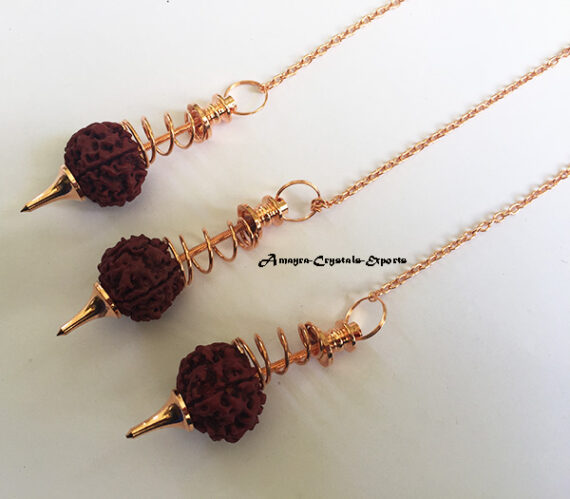 Gemstone Natural Rudraksha Seed Copper vortex Spring Pendulum