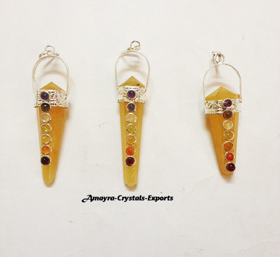 Gemstone Natural Citrine Chakra Double Point Pencil Pendant