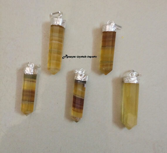 Gemstone Natural Citrine Cap Pencil Pendant