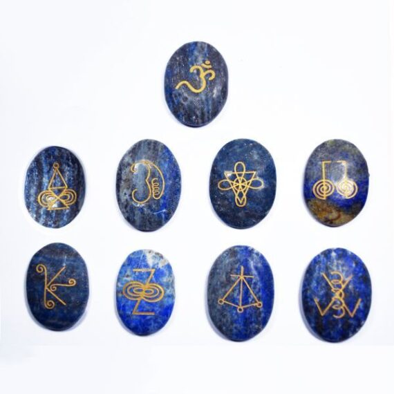 Gemstone Lapis Lazuli Engraved 9 Piece Karuna Set