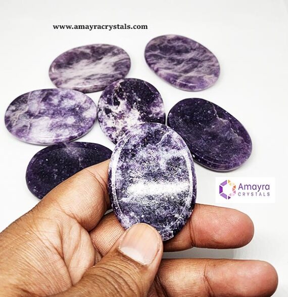 Natural Gemstone Lepidolite Thumb Worry Stone