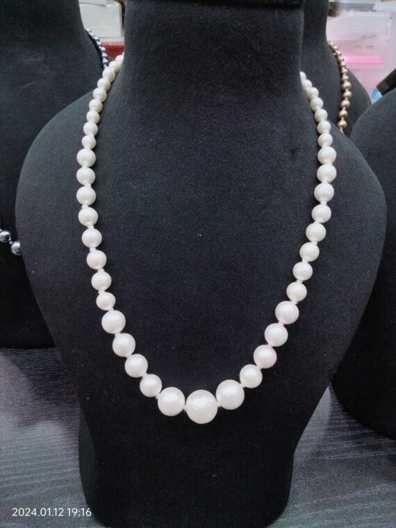 Gemstone Natural Cream Agate Stone Pearl Necklace